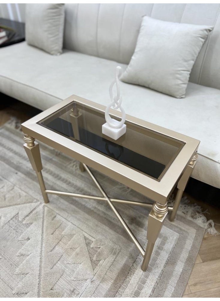 متجر نايس طاولة خدمة جانبية مودرن - إطار معدني ذهبي مع سطح زجاجي مظلل - Image 1